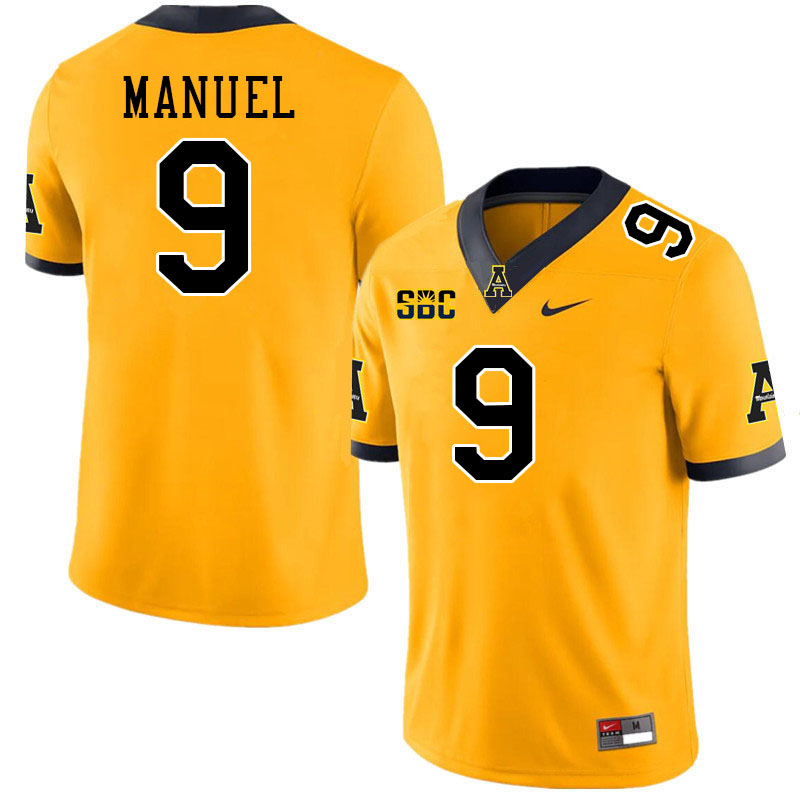 Appalachian State Mountaineers #9 Dylan Manuel College Football Jerseys Stitched-Gold